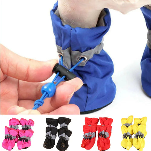 4 PCS set Of Waterproof Pet Dog Shoes, Anti Slip Soft Soled Rain Boots, Kitten Dog Shoes, Puppy Pet Boots, Pet Paw Accessorie Aye Doggies