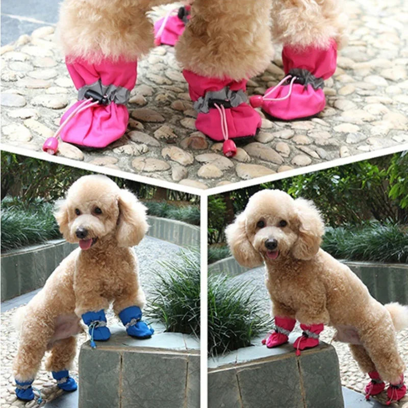 4 PCS set Of Waterproof Pet Dog Shoes, Anti Slip Soft Soled Rain Boots, Kitten Dog Shoes, Puppy Pet Boots, Pet Paw Accessorie Aye Doggies
